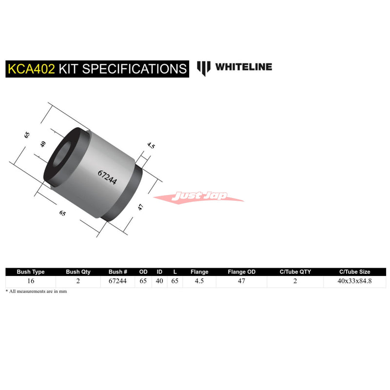 Whiteline Front Lower Inner Rear Bushing Double Offset Caster & Anti Lift Kit Fits Nissan R35 GTR