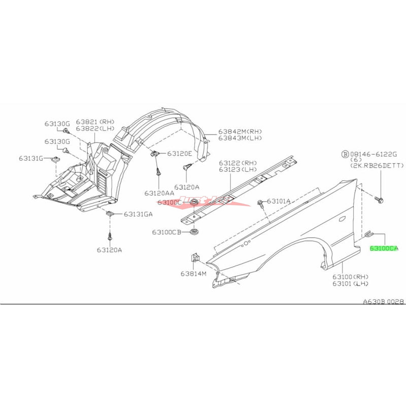 Genuine Nissan Front Fender Washer Fits Nissan BNR34 Skyline