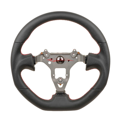 TISSO Premium Nappa & Perforated Nappa Leather Steering Wheel (Red Stitching) Fits Nissan R34 Skyline GTR , S15 Silvia & 200SX